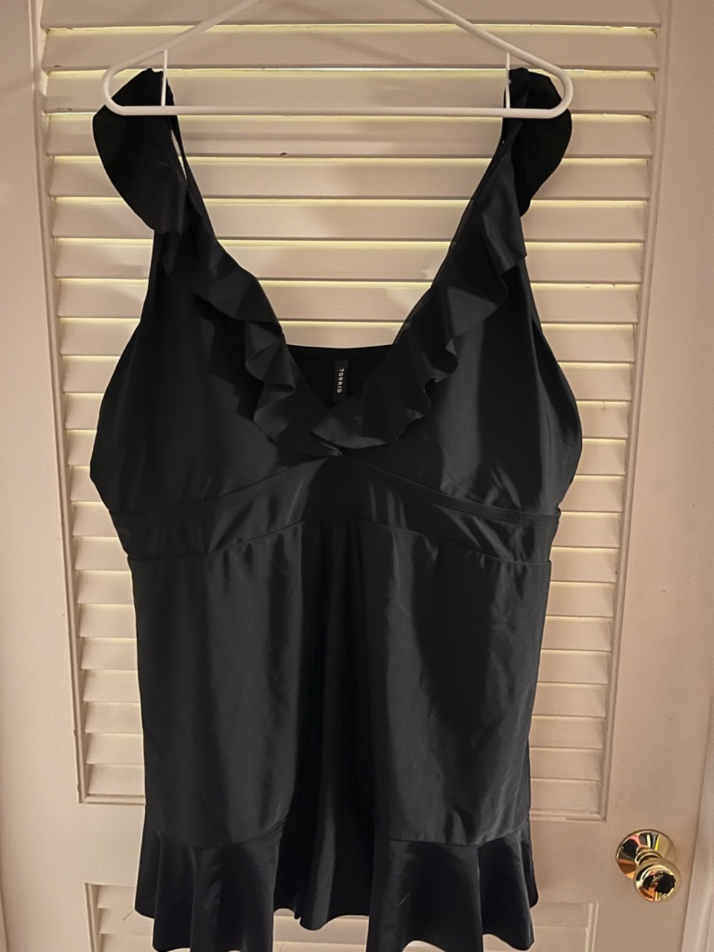 torrid Black Ruffle Trim Swim dress with ruffles